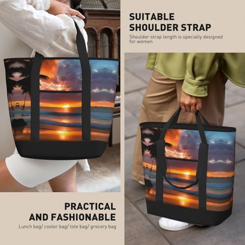 Sac isotherme grande capacité cabas courses réutilisable adulte noir - 7