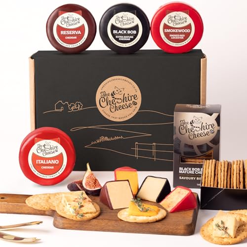 Cheese & Biscuits Favourites Deli Gift Box | Filled with 4 x Luxury Waxed Cheese Truckles, Small-Batch Cheddar Biscuits, in presentation box Cheshire Cheese Company | Gifts for Him, For Her, Couples