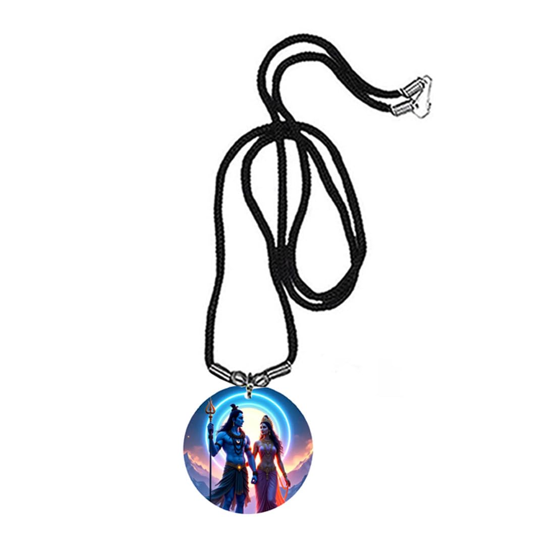 abhiora fashion Lord Shiv Parwati Pink Acrylic Religious Pendant with Cord Chain Spiritual Hindu Devotional for Men and Women-picture-46