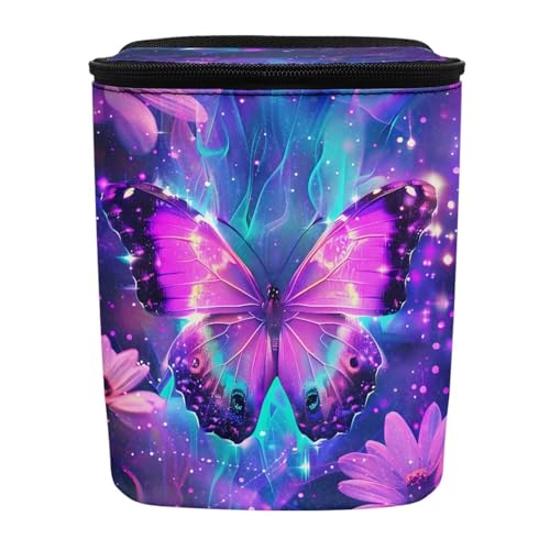 Image of KEIAHUAN Purple Butterfly Foldable Hanging Car Trash Can for SUV Truck Van Automotive Vehicle Garbage Cans Large Capacity Garbage Bin for Travel Camping Office