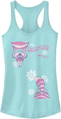 Disney Girls Alice in Wonderland Cheshire Cat Doesn't Matter Where Juniors Racerback Tank