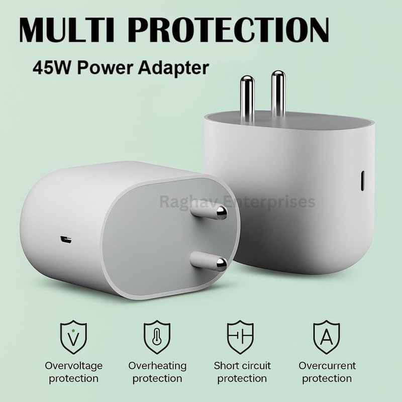 Image of Google 45W C-Type PPS Rapidly Power Charging Adaptor Compatible with Google 10 /9 /Pro /XL /Fold /9a /8 /8 Pro /8a /7 /7Pro /S26 /S25Fe /3a Lite /15 /15R /Tab /Slate - Support Other USB-C 45 W Quick Charging - JN WH