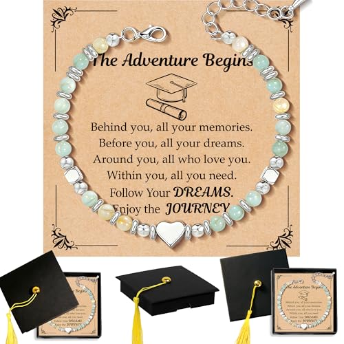 Parma77 2026 Graduation Gifts for Her, High School College Graduation Gifts for Women, Inspirational Compass/Heart Graduation Bracelets with Gift Message Card for Women Daughter Sister Friends
