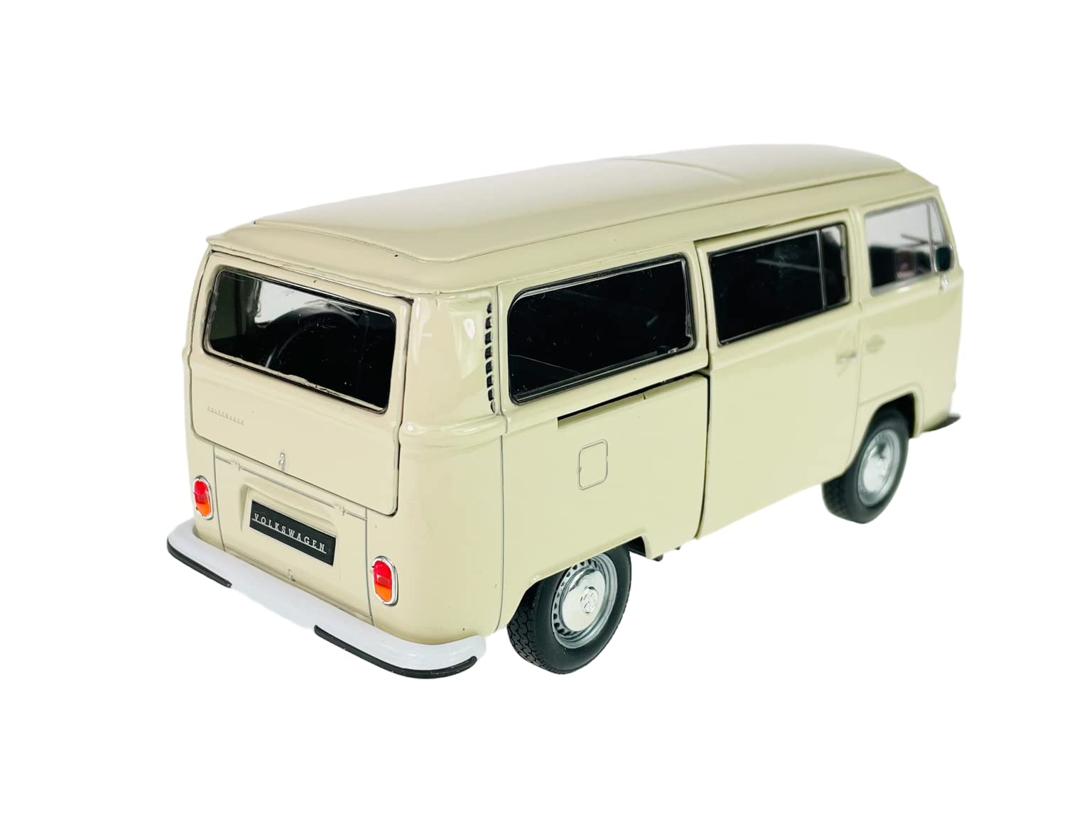Welly modello auto compatibile con VW Volkswagen T2 crema White Beige Bus Transporter 1967 – 1979 ca 1/24 1:24 metallo modello auto Die Cast nuovo in scatola