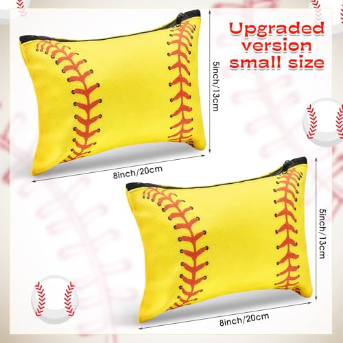 18 Pcs Softball Makeup Bag Softball Cosmetic Bag Softball Gifts for Girls Team Player Portable Travel Bags for Women Canvas Softball Goodie Bags Toiletry Softball Accessories Organizer Case Pouch2