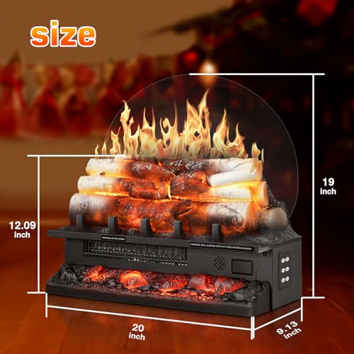 Xbeauty Electric Fireplace Log Set with 8H Timer & Sound Effects, 21-inch Freestanding Heater, Remote Control, 3 Sound Modes, 5 Flame Speed & Brightness, 750W/1500W Dual Heating - Image 5