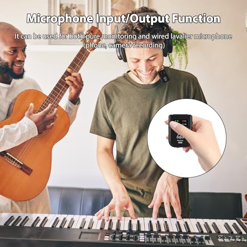 Sistema inalámbrico IEM con señal estable, transmisor y receptor recargables para estudio, banda, ensayo y presentaciones en vivo (Set transmisor receptor) miniatura 7