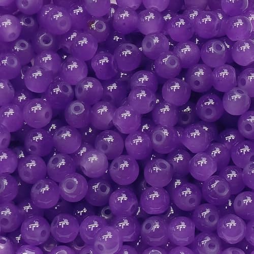 300PCS Glass Beads 6mm Glass Beads for Bracelets Necklaces Jewelry Making DIY Crafts (Dark Purple)