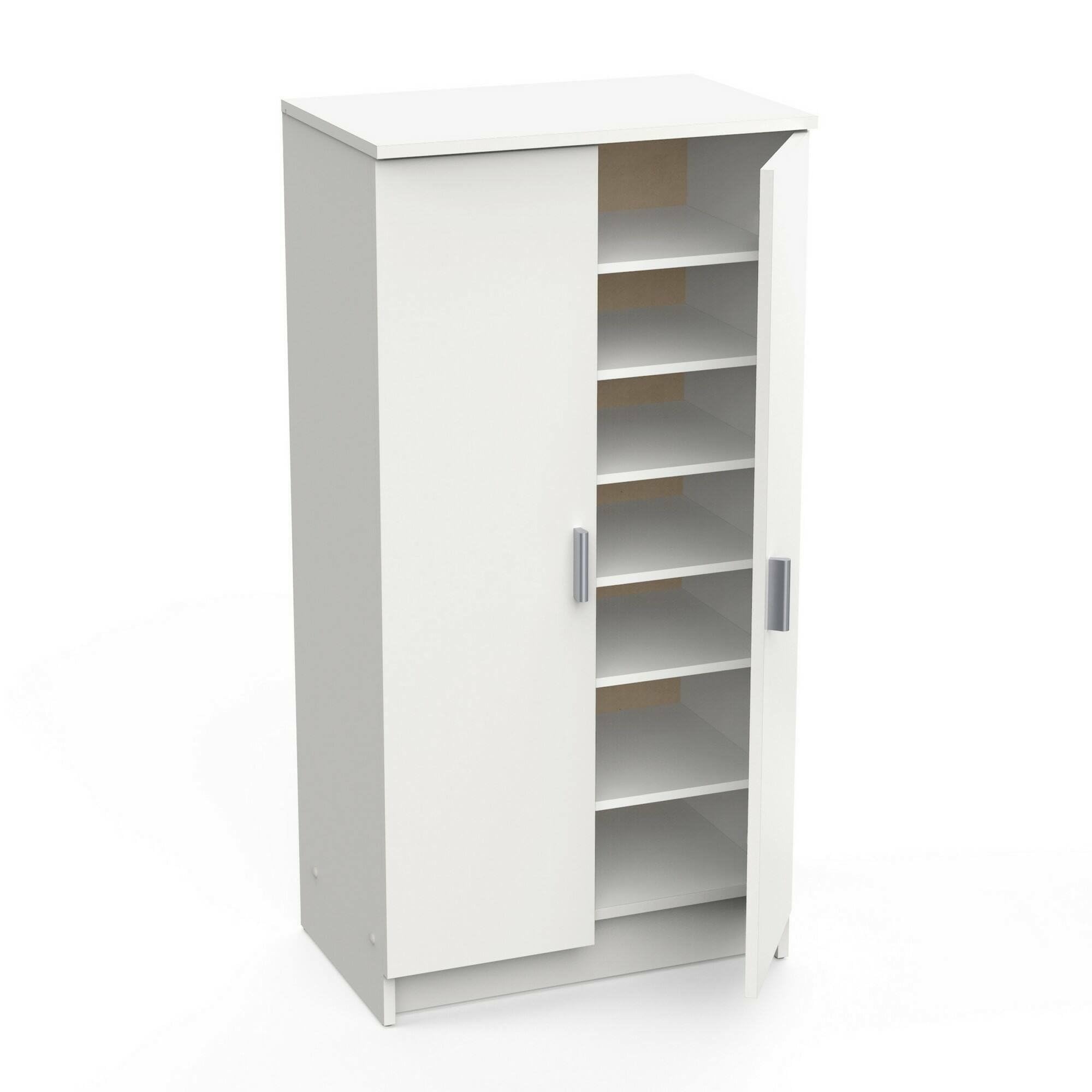 Dmora - Armadio Multiuso 2 Ante Tarn, Mobile Multifunzionale, Mobiletto scarpiera, Guardaroba Porta Scarpe, 55x35 h108 cm, Bianco Opaco