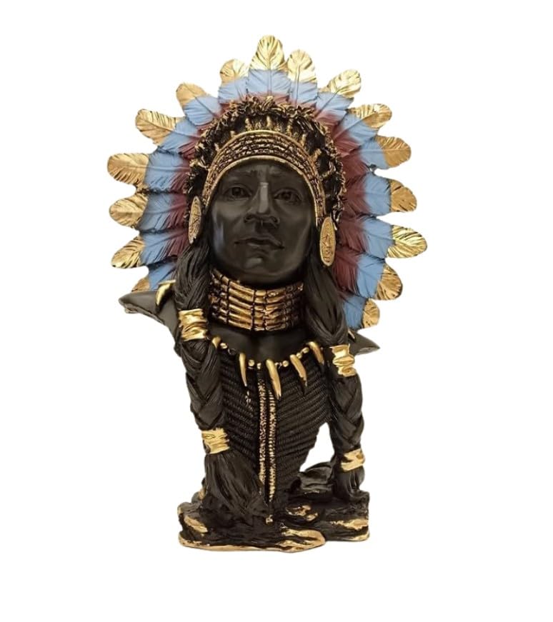 Native American Chief Bust, Tribal Warrior Sculpture, Native American Chief, Western Decor, Indian Chief Bust, Polyester Chief Sculpture, Indian Chief Decor