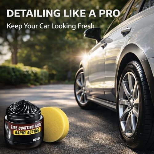 Premium Tire Coating & Trim Restorer, Car Tire & Trim Renewal Paste – Deep Black Shine, UV Protection & Easy Application for Cars, Trucks and Motorcycles (3PCS) - 2