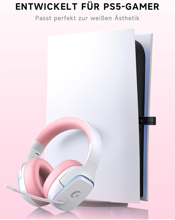 Gvyugke Wireless Gaming Headset for PS5 PS4 PC Switch Tri-Mode Pink