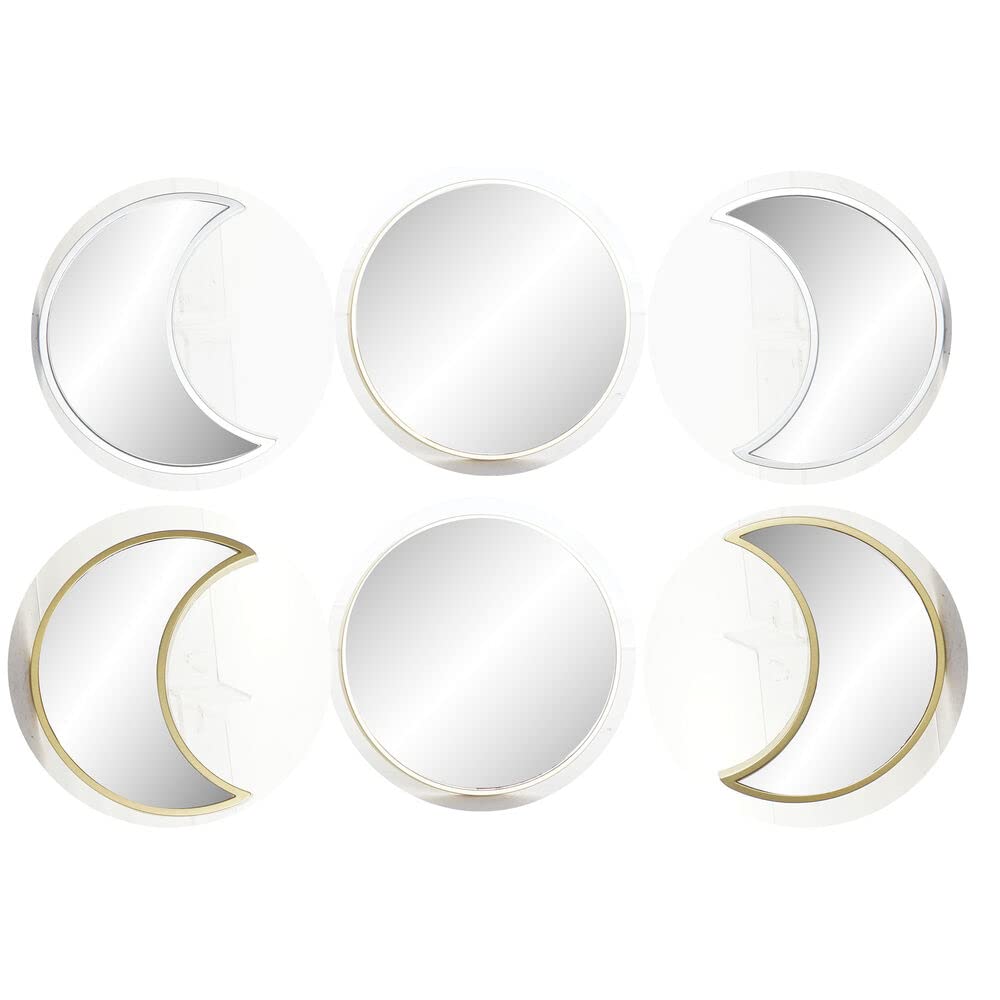 DKD Home Decor Wall Mirror Gold Silver Polypropylene (25 x 1.5 x 25 cm) (3 Pieces) (2 Pieces) (Reference: S3019365)