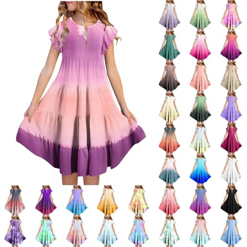 Sommerkleider für Mädchen, Regenbogen, Flatterärmel,...