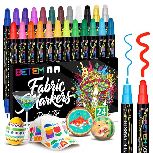 Betem 24 Colors Dual Tip Acrylic Paint Markers