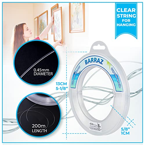 Barraz Fishing Line 656Ft Stretchable & Durable Nylon String Invisible Fishing Wire Can Support Up To 40 Lbs Ideal For Fishing, Ornaments, Float Balloons & Diy Jewelry Making #TOP1