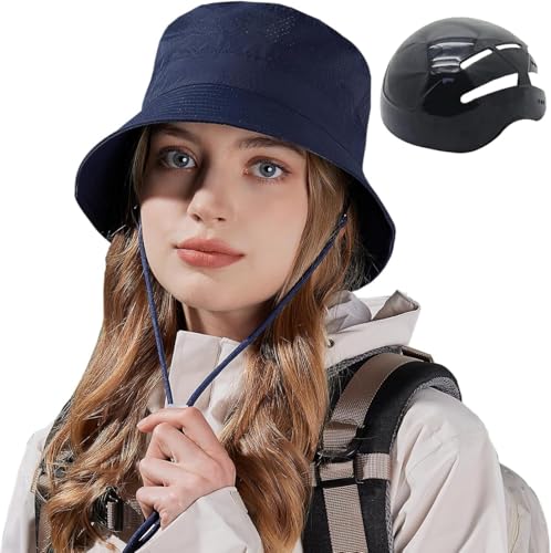 Cycling Helmet with Bucket Hat (Blue)