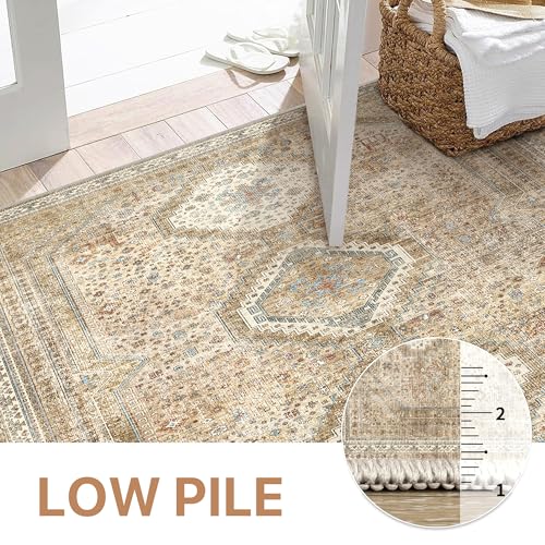 GENIMO 2x5 Non Slip Hallway Runner Rug, Machine Washable, Thin & Low Pile Lightweight for Kitchen, Laundry, Entryway, Bedroom & Living Room