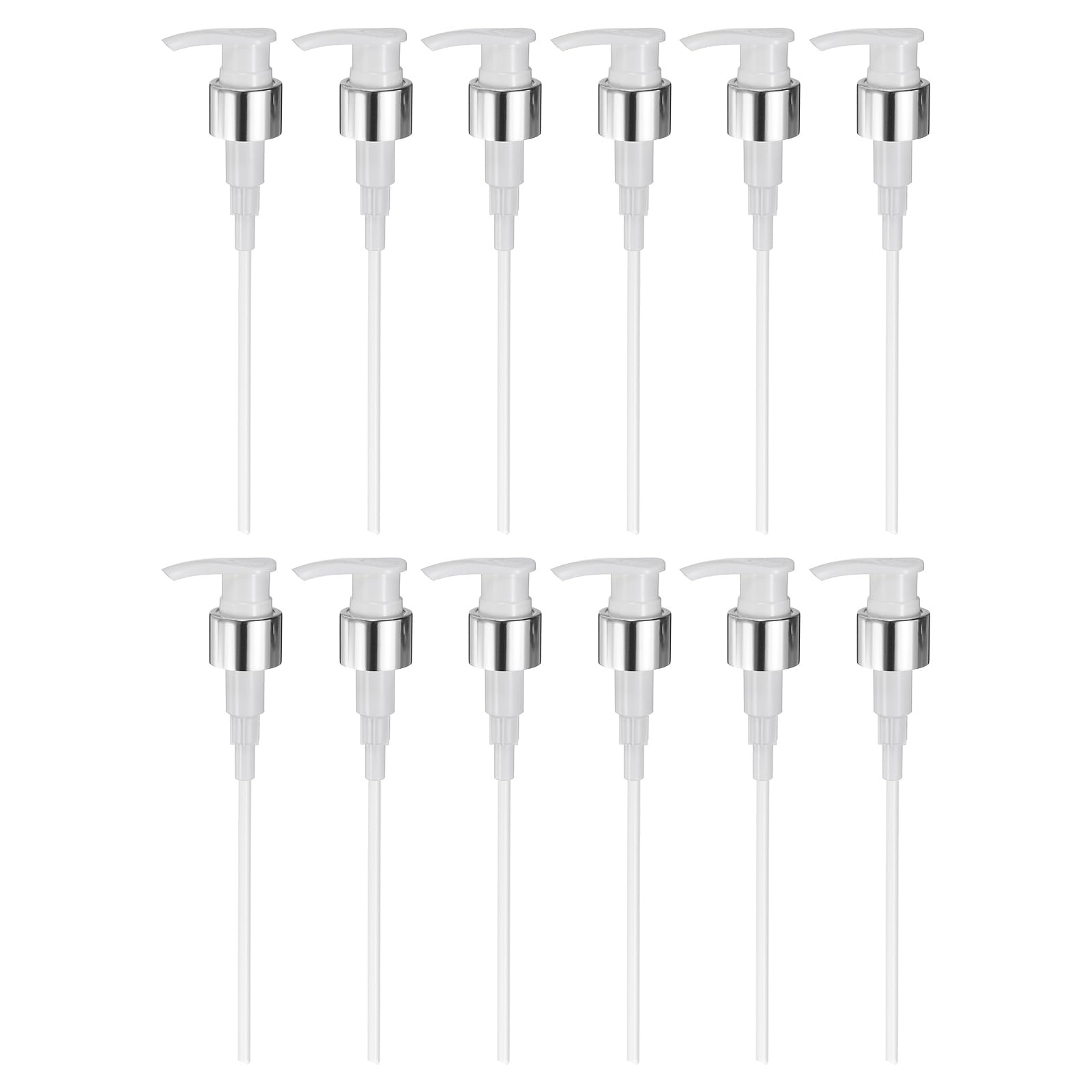 sourcing map 12 Pcs Soap Dispenser Pump Heads, Lotion Hand Soap Dispensers Top Pumps Replacement Switch Pumphead for Standard 24/410 Thread Size Lotion Shampoo Bottle in Kitchen, Silver/White