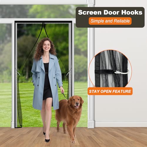 Magnetic Screen Door Mesh, Easy Install, Heavy Duty Fiberglass,Self Sealing Door Screen for Single Door Size 34 x 80 Inch, Screen Door Size 36 x 82 Inch - Image 6