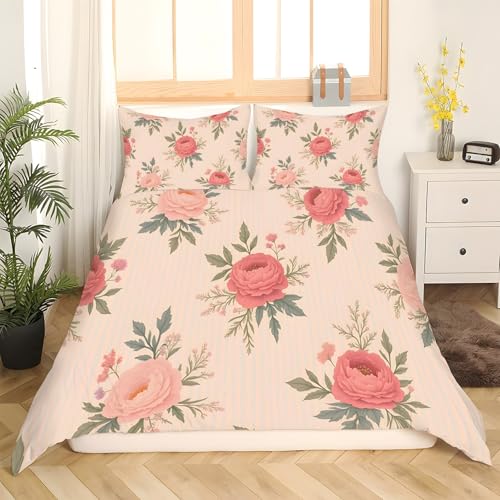 Housse couette 240 x 260 plantes fleurs lit 2 personnes microfibre