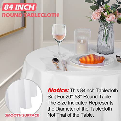 12 Pack 84 Inch Polyester Round Tablecloth For 20"-58" Tables Fabric Round Tablecover Waterproof Wrinkle Resistant Tablecloth For Wedding Reception Restaurant Banquet Dining Table Buffet (White) #TOP1