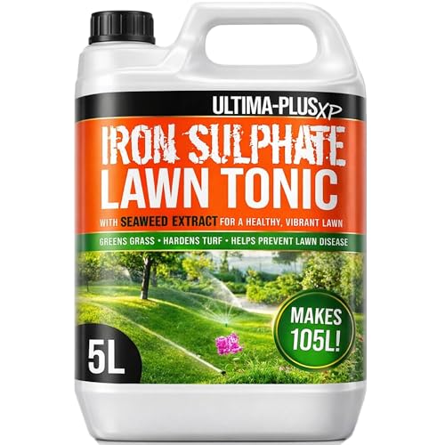 Ultima-Plus XP Iron Sulphate Lawn Tonic Liquid Fertiliser with Seaweed Extract - Provides Greener Grass and Hardens Turf (5 Litres)