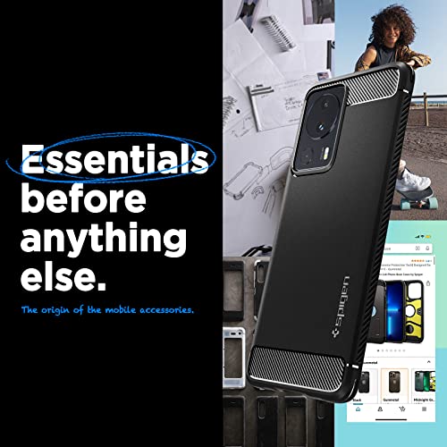 Image of Spigen Rugged Armor | Compatible with Xiaomi 13 Lite Back Cover Case [Flexible] [Air Cushion Protection] | TPU - Matte Black