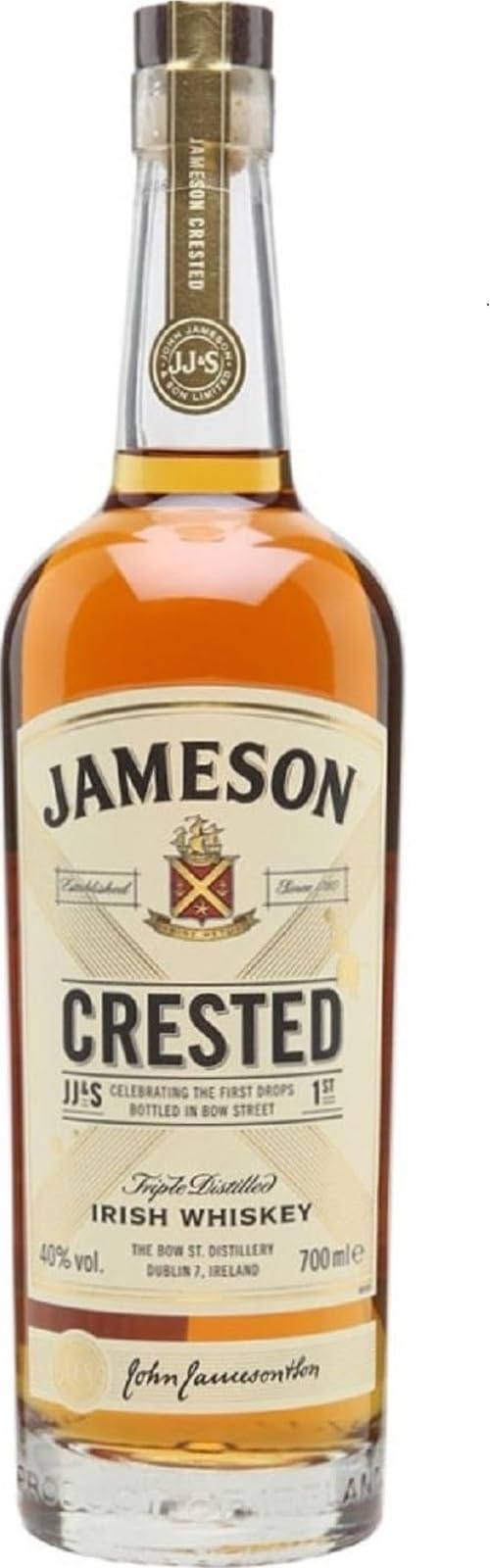 Jameson Crested Triple Distilled Irish Whiskey | 40% ABV | 70CL | Blended Signature Grain Whiskey | Matured in Sherry Casks and Bourbon Barrels | Delicate Sherry Notes with Spicy Sweetness Undertones