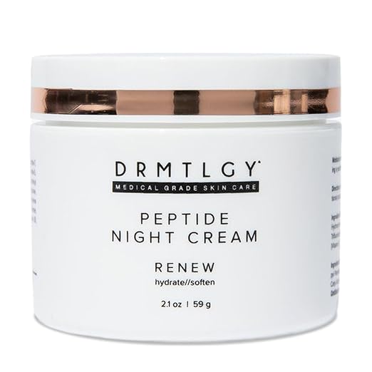 DRMTLGY Peptide Night Cream Face Moisturizer. Fragrance Free and Oil Free Hydrating Facial Moisturizer for All Skin Types. 2.1 oz