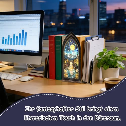 Buchstütze Fantasy Deko, Bücherregal Deko für Wohnzimmer, Geschenke für Buchliebhaber, Gothic Bookish Stuff für Leseecke Büro Schlafzimmer Wohnzimmer Schreibtisch
