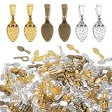 200 fianzas con pegamento de 1,5 cm para colgar en forma de pala para colgantes, cuchara, aretes de metal, almohadilla plana, collar para encontrar pegamento en la fianza para hacer joyas, aretes