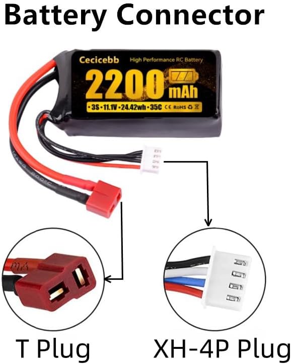 Miniatura 2 de 3S 11.1V Lipo Batería 2200mAh 35C con conector T para vehículos RC Car Vehículos RC Barco Drone Avión Quadcopter Helicóptero FPV 1 Pack con cargador