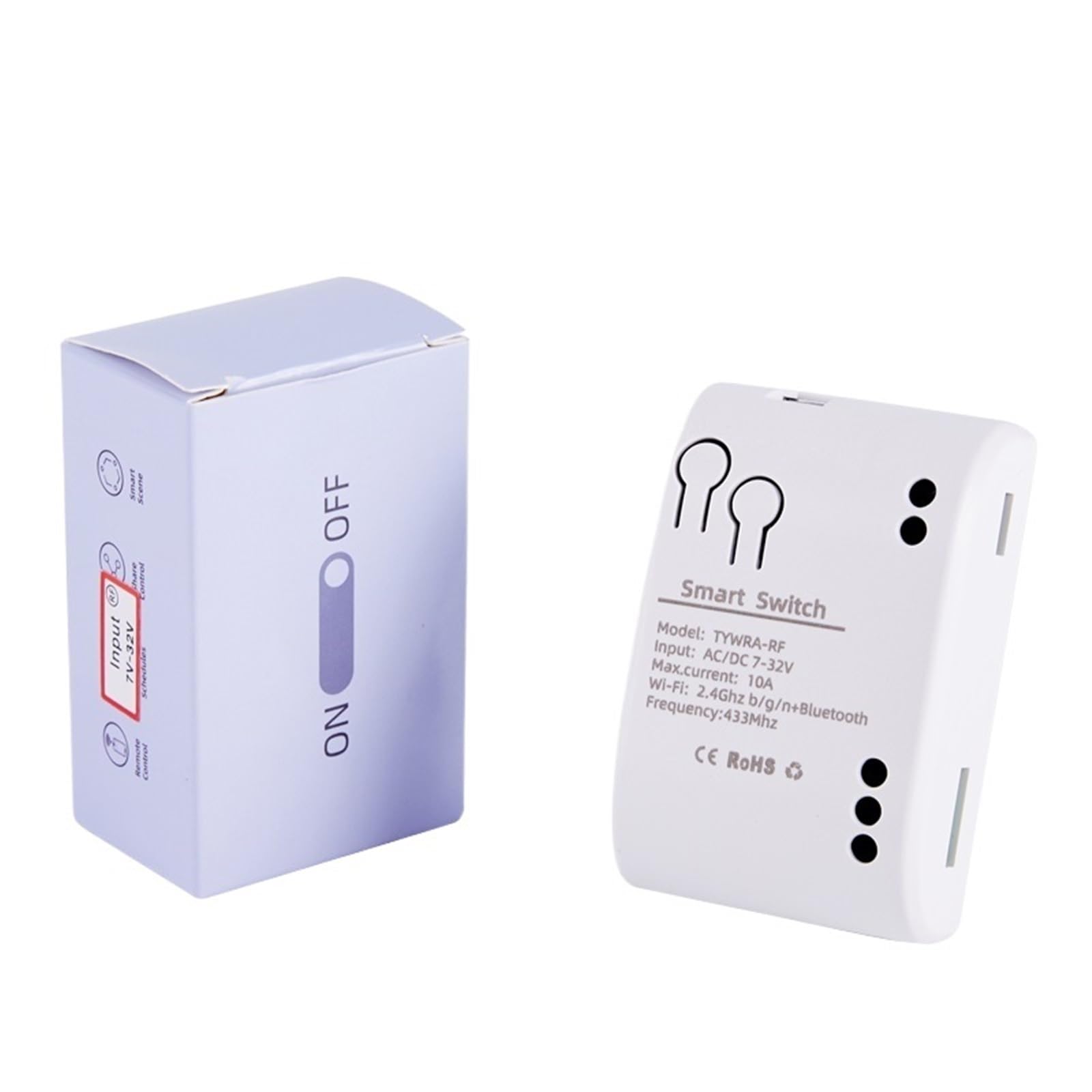 Interruttore intelligente Wi-Fi 1 canale 7-32 V Mini controller luci Wi-Fi Ricevitore RF 433 Apriporta for garage 10 A Smart Life App Tuya Relè a 1 canale