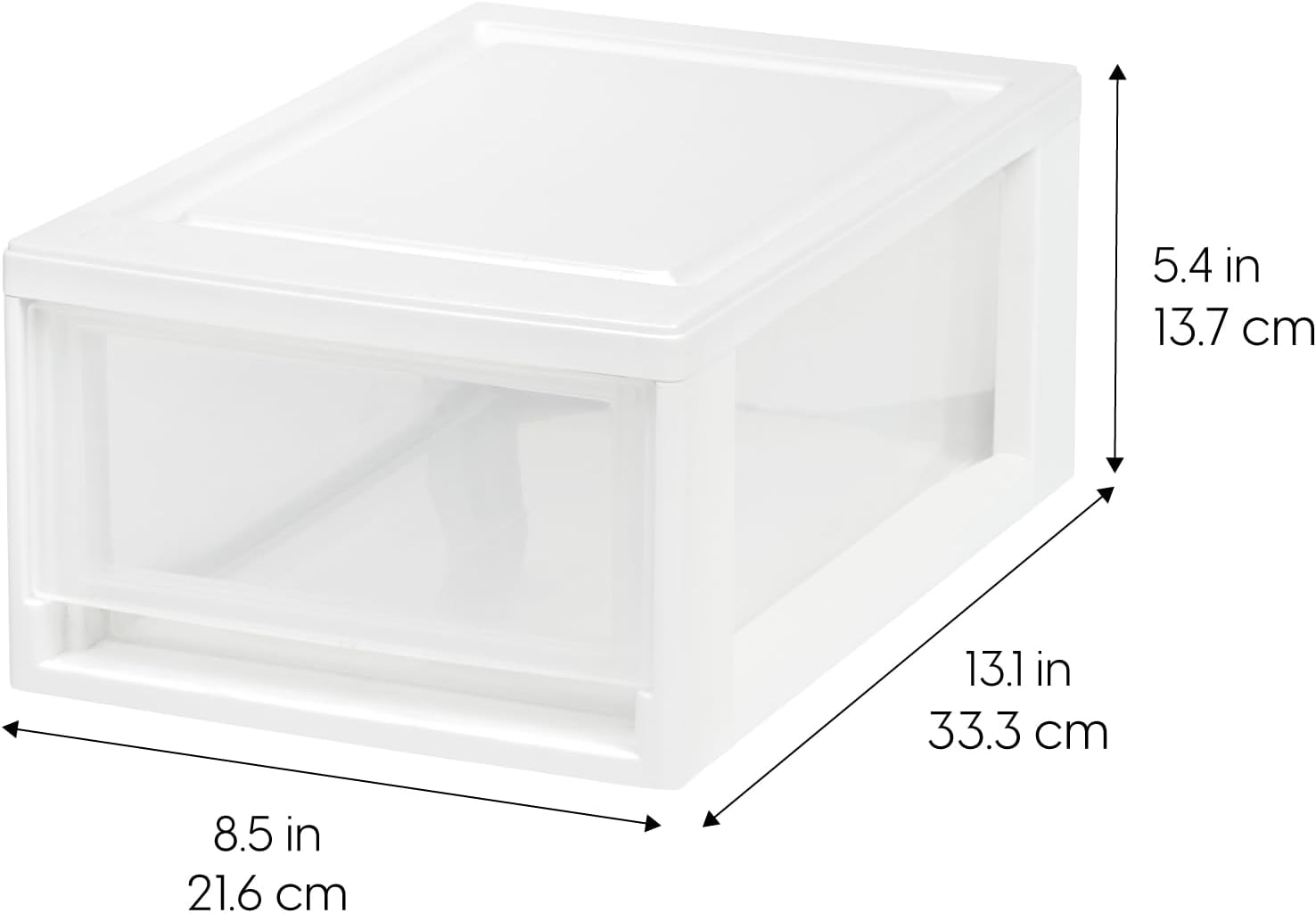 Iris Ohyama USA 6 Qt. Plastic Drawer Storage Organizer Stacking Drawers, 8-Pack, Stackable Unit with Sliding Drawer for Clothes Bedroom Kitchen Under Sink Pantry Craft Room Bathroom Dorm Office, White