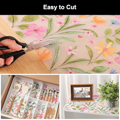Image of Cooyes Shelf Liner - Premium Non-Adhesive Cabinet & Drawer Liner for Kitchen - Waterproof Shelf Paper with Modern Pattern - Durable EVA Cabinet Mat - Easy to Cut