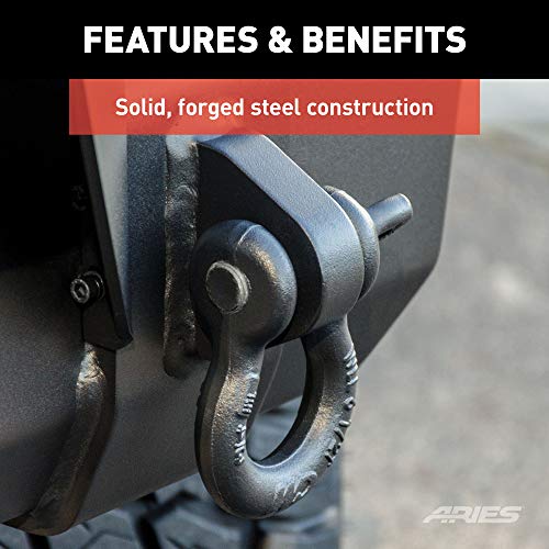Aries 2166071 Heavy-Duty Bolt-On Tow Hooks D-Ring Shackles, 12,500 Lbs Capacity #TOP3