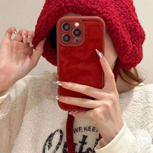 Coque souple antichoc en peluche pour iPhone 14 Plus protégeant l'appareil photo