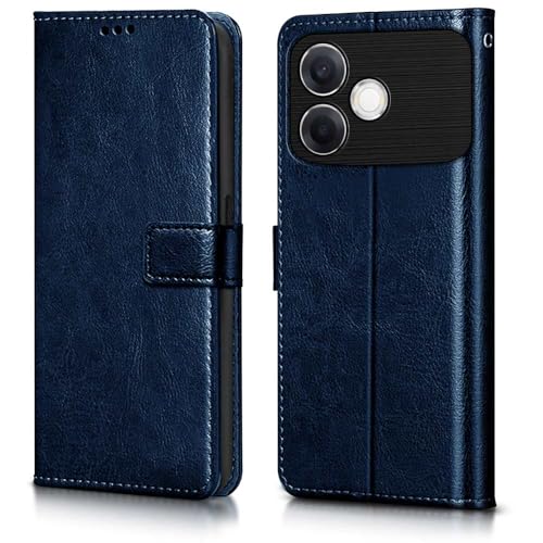 Image of WOW IMAGINE Shock Proof Flip Cover Back Case Cover for Oppo F33 Pro 5G (Flexible | Leather Finish | Card Pockets Wallet & Stand | Blue)