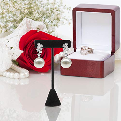ZEONHEI 6 PCS 4.73 Inch T Stand Earring Holder, Black Velvet Earring Display T Shape Organizer, Metal T Bar Earring Display Stand for Selling, Showcase Display, Jewelry Trade Show - Thumbnail 2