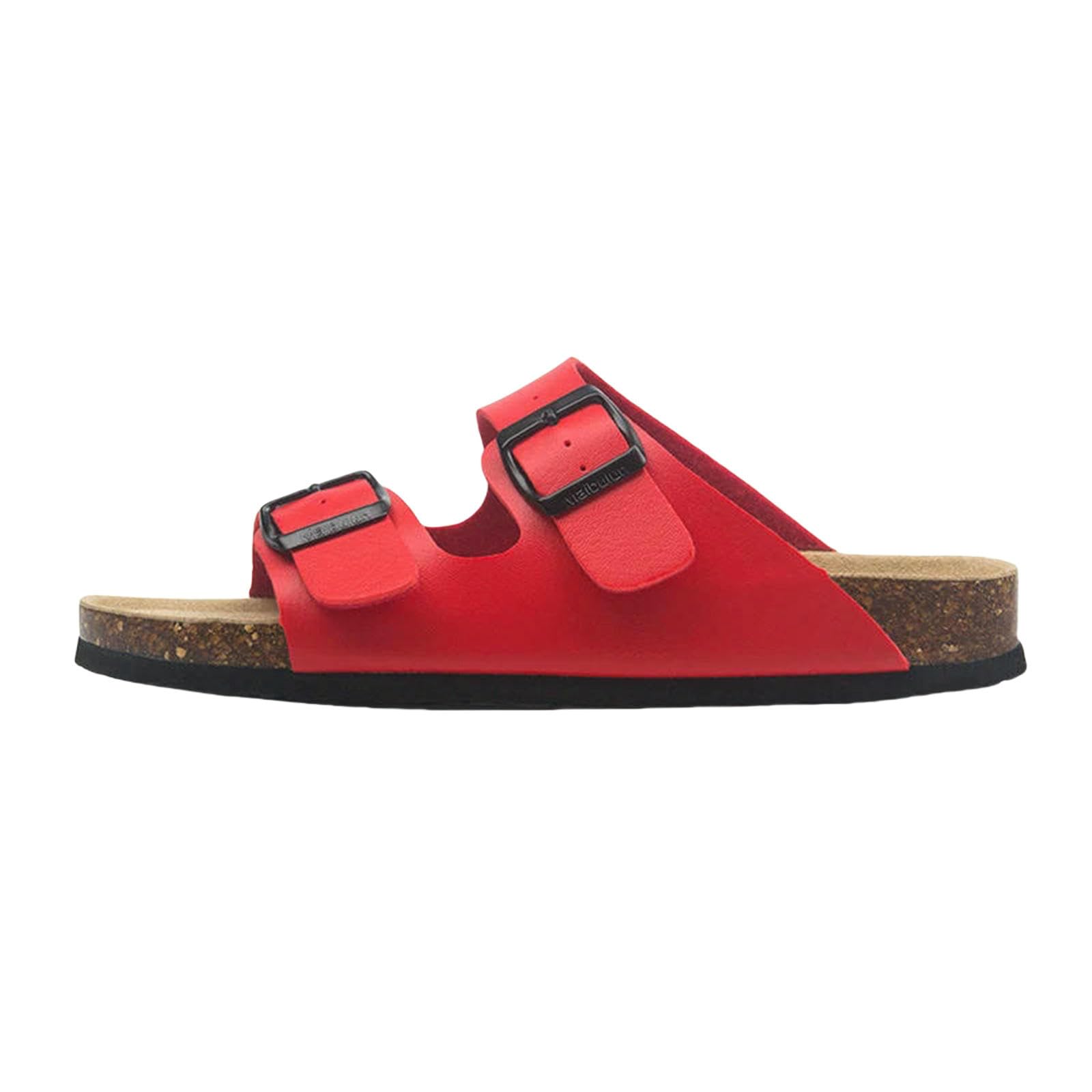 Claquette Hommes Chaussons Été Classique Boucle Casual Respirable Homme-rouge-35