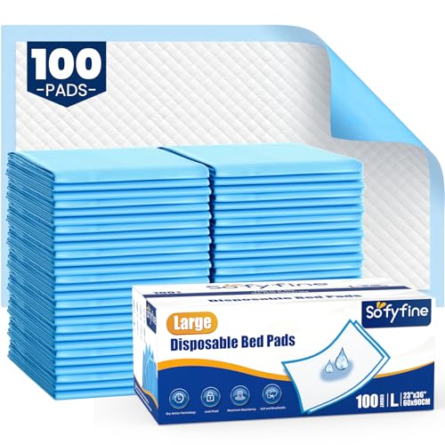 Image of 100 Count Disposable Beds Pads,23"x36" Waterproof Adults Incontinence Chucks Underpads,Absorbent Leakproof Pee Pads for Kids,Elderly,Extra Large Dog Puppy Training Pad,Baby Changing Liner
