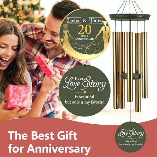 Image of ASTARIN Wedding Memory Day Gifts Wind Chimes Customized, Personalized Wind Chimes 2025, for Couple Women Men, Deep Tone Wooden Windchime