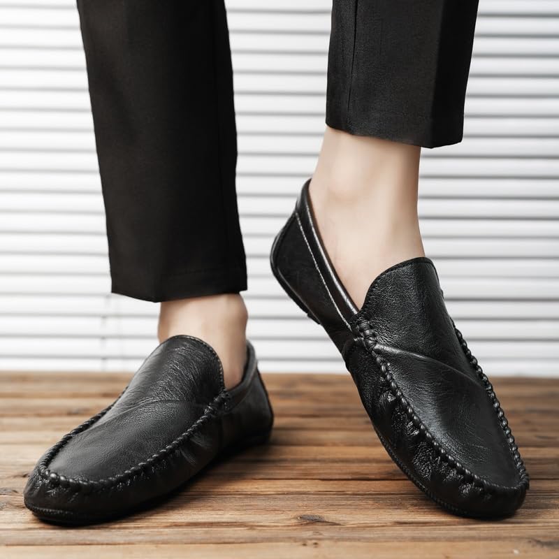 Mens Loafers Shoe Round Toe Vegan Leather Loafer Shoes Slip Resistant Lightweight Flexible Walking Slip-on3