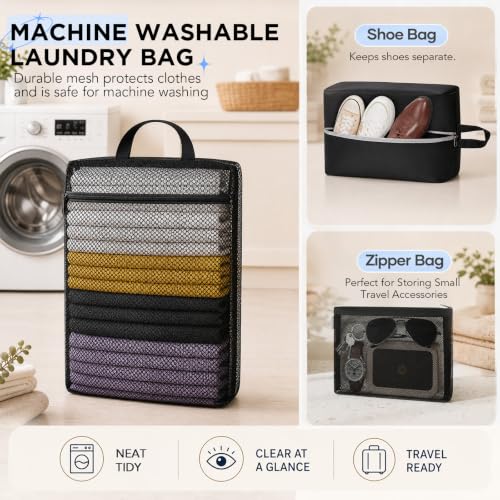 Image of OlarHike 11 Set Compression Packing Cubes for Travel Essentials,Compressible Expandable Space Saver Bags for Organizing Clothes,Luggage Suitcase Garment Bags with Over 1000 pcs Mesh Holes(Yellow)