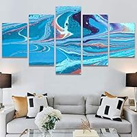 SIGNWIN 5 Panel Canvas Wall Art Modern Art 3D Abstract Abstract Brushstroke Contemporary Digital for Home Decorations Ready to Hang - 60
