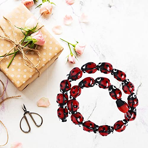 SUNNYCLUE 1 Box About 40Pcs Ladybug Beads Red Lampwork Glass Flying Animal Insects Handmade Bead Loose Spacer Elastic Thread for Jewelry Making DIY Bracelets Necklaces Crafts Supplies Findings - Image 4