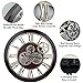 The B-Style Large Wall Clock 24 inch Moving Gear Wall Clock Oversized Vintage Farmhouse Wall Clocks for Living Room Decor Rustic Industrial Wood Clock (Cherry red and Bronze)