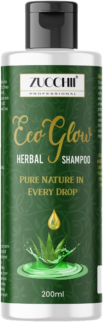 ZUCCHII ECOGLOW Herbal Shampoo | Natural & Gentle Hair Care | Nourishing Formula for Healthy, Shiny Hair - 200ml