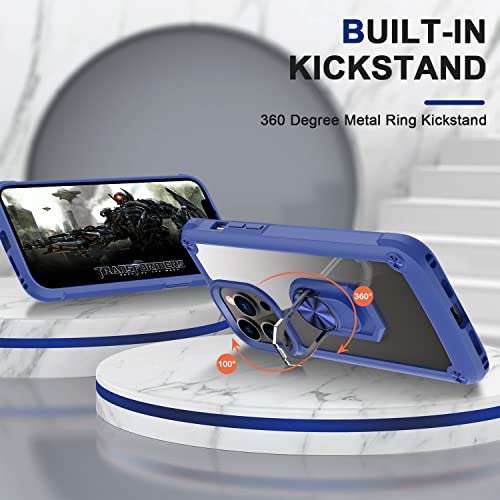 Aupai Iphone 12 Pro Max Case With Screen Protector,Iphone 12 Pro Max Crystal Clear Cover Anti-Yellow Heavy Duty Acrylic Protective Phone Case With Magnetic Kickstand For Apple Iphone 12 Pro Max,Blue #TOP4